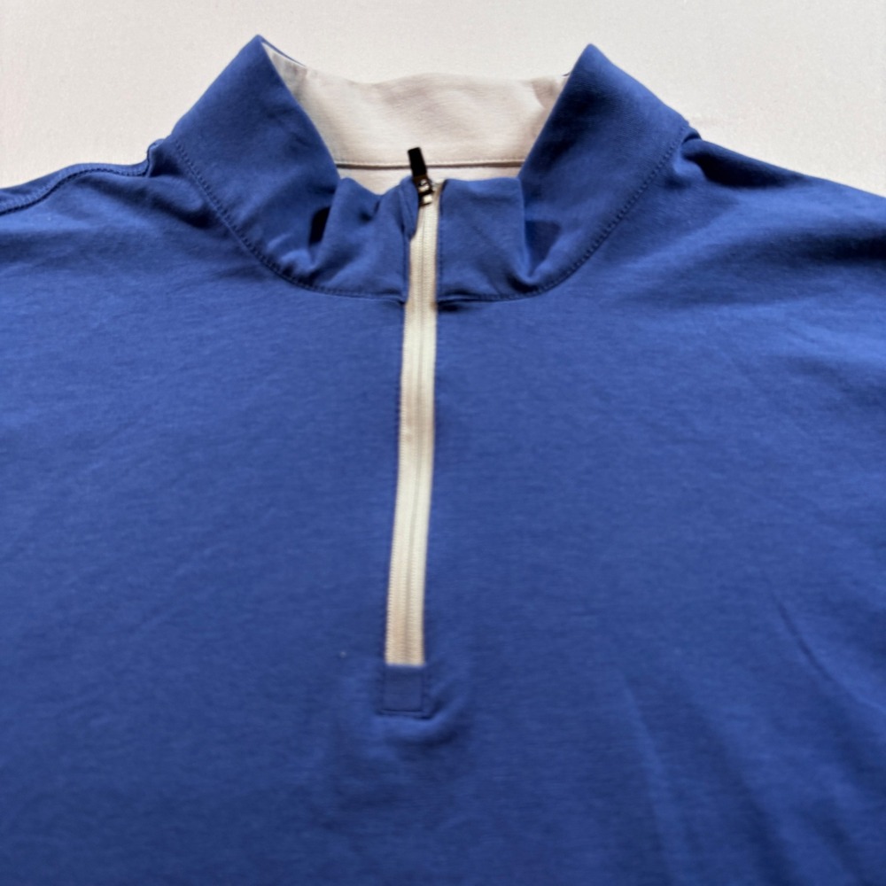 Graham Luxe Beckett Quarter Zip Pullover Mens Medium Blue Cotton Modal Stretch